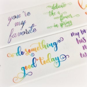 Wunderschöne Aquarell gemalt inspirierende Zitate Schriftzug Ombre Regenbogen Zitate Washi Tape 5,5 yards 5 Meter Länge 30mm