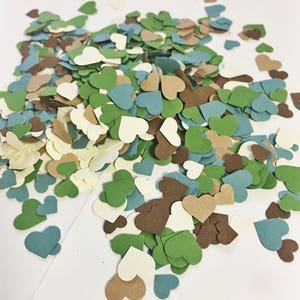 Schattig hart Confetti in bruin blauw groen crème meer dan 1000 harten bruiloft Decor tabel decoraties Tiny hart Confetti afbeelding 1