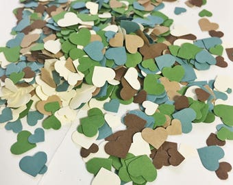 Adorable Heart Confetti in Brown Blue Green Cream over 1000 hearts Wedding Decor Table Decorations Tiny Heart Confetti