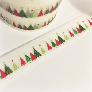 Helle rote und grüne Dreieck moderne Bäume gestreift Etagen Polka Dots Stern Weihnachtsbäume Washi Tape 11 Meter 10 Meter 15mm