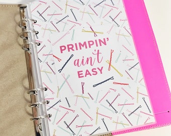 A5 Size Primpin' ain't EASY Colorful Bobby Pins Laminated Dashboard Filofax Large Kikki k Planner