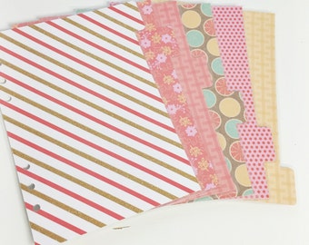 A5 Formaat gelaagd Dividers oranje goud roze geel Teal gedessineerde Dividers Filofax A5 grote Kikki-k Planner Tabbed Dividers