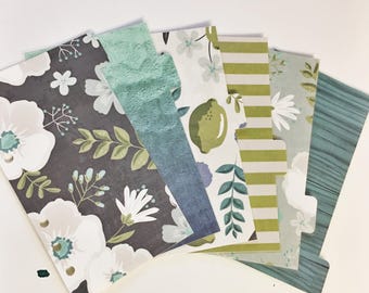 Persoonlijke formaat gelamineerd Dividers voor Filofax Medium Kikki-k Planner marineblauw groen Beige grote bloemen zee Water Lime strepen Faux Bois