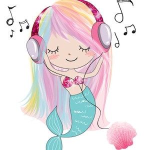 Olivia Mermaid 0092 Music Headphones Music Notes Sheet of Stickers Planner Stickers Erin Condren Life Planner Happy Personal Planner