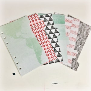 Personnels taille stratifié diviseurs pour Filofax moyen Kikki-k planificateur menthe rouge et noir carte coeurs Triangles géométriques aquarelle points Webs