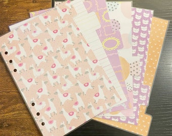 A5 Sized Pink Llama Rainbows Colorful Polka Dots Unikitty Unicorn Cat Laminated Dividers For A5 Filofax Large Kikki-k Recollections Planner