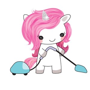 Rosie Nettoyage 0056 Aspirateur Feuille licorne d’autocollants Planificateur Autocollants Erin Condren Planificateur de vie Happy Planner Planificateur personnel
