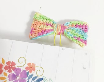 Rainbow Colored Crochet Bow Planner Clip Clippie Planner ECLP Happy Planner Filofax