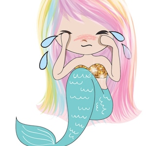 Olivia sirena 0086 triste Olivia llorando lágrimas triste sirena hoja de pegatinas planificador pegatinas Erin condren planificador de la vida planificador personal planificador personal