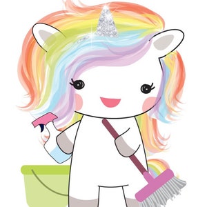 Ella Nettoyage 0111 Bucket Broom Spray Licorn Sheet of Stickers Planner Stickers Erin Condren Life Planner Happy Planner Personal Planner