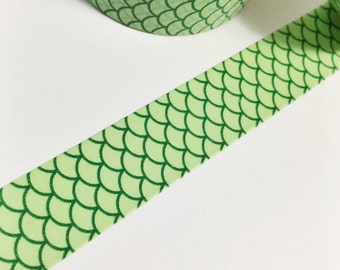 Dark Green and Light Green Scales Green Mermaid Scales Mermaid Tail Green Mermaid Washi Tape 11 yards 10 meters 15mm