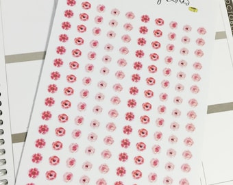 SALE 0002 Pink Floral Dot Sticker Flowers 5 Designs Sheet of Stickers Planner Stickers Erin Condren Life Planner Happy Planner