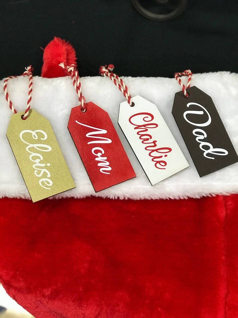 Personalized Christmas Stocking Tags, Christmas gift tag, Christmas labels, Present tags, Name Ornament tags, Custom Wedding Place Cards image 3