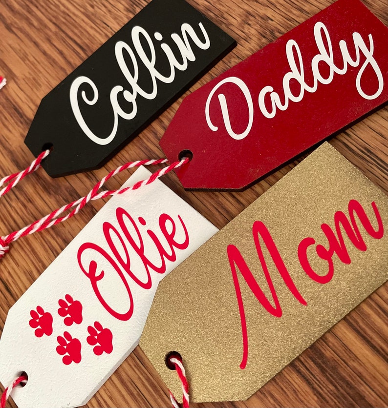 Personalized Christmas Stocking Tags, Christmas gift tag, Christmas labels, Present tags, Name Ornament tags, Custom Wedding Place Cards image 2