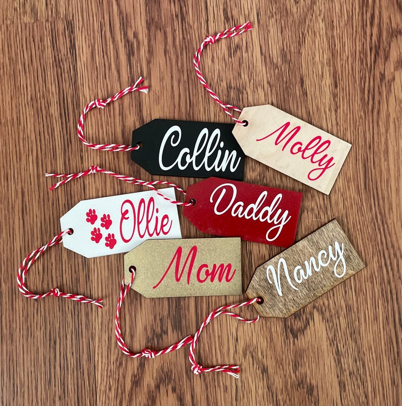 Personalized Christmas Stocking Tags, Christmas gift tag, Christmas labels, Present tags, Name Ornament tags, Custom Wedding Place Cards image 5