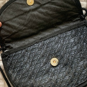 Vintage shoulder bag | straw | dark blue | eighties bag | cross body bag | Italian design