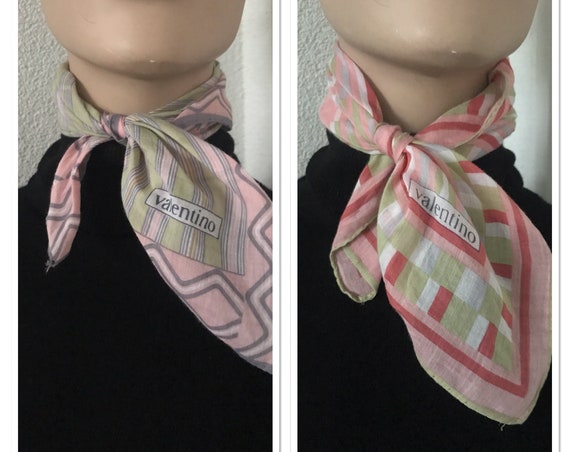 Vintage Valentino scarf | handkerchief | cotton | pastel colors | square scarf | designer scarf