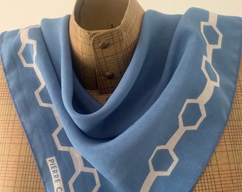 Foulard Carré En Soie Pierre Cardin Paris 90x90 Cm - Vintage - Tons Vert Et Marron