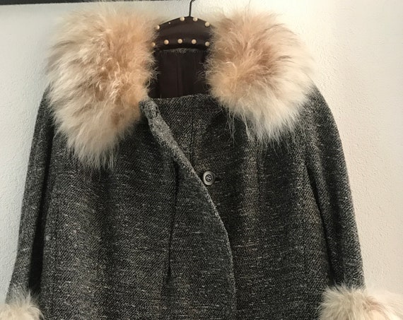 Vintage wool jacket | fur collar | fur cuffs | handmade | Italian design | Laneria Tiziano | fifties coat |