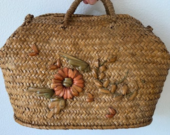 Vintage basket | Rattan handbag | Wicker bag | Shopping basket | Market bag | Hand basket