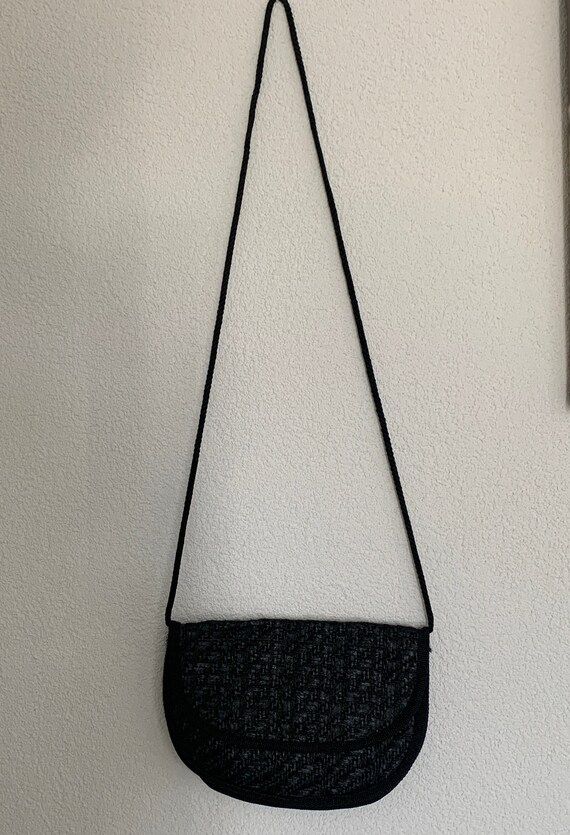 Vintage shoulder bag | straw | dark blue | eighti… - image 4