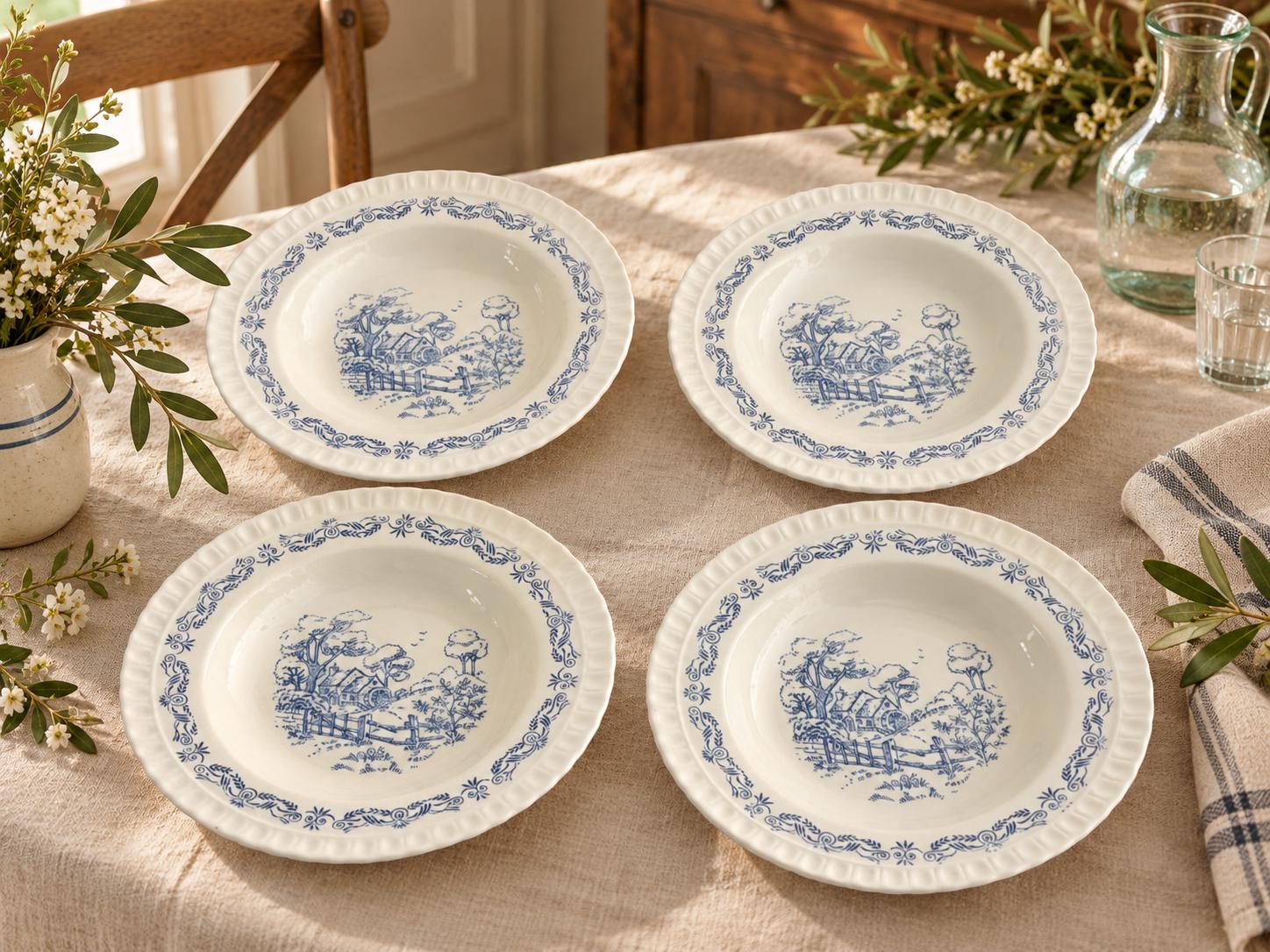 French Blue Vintage Set Plates - Etsy