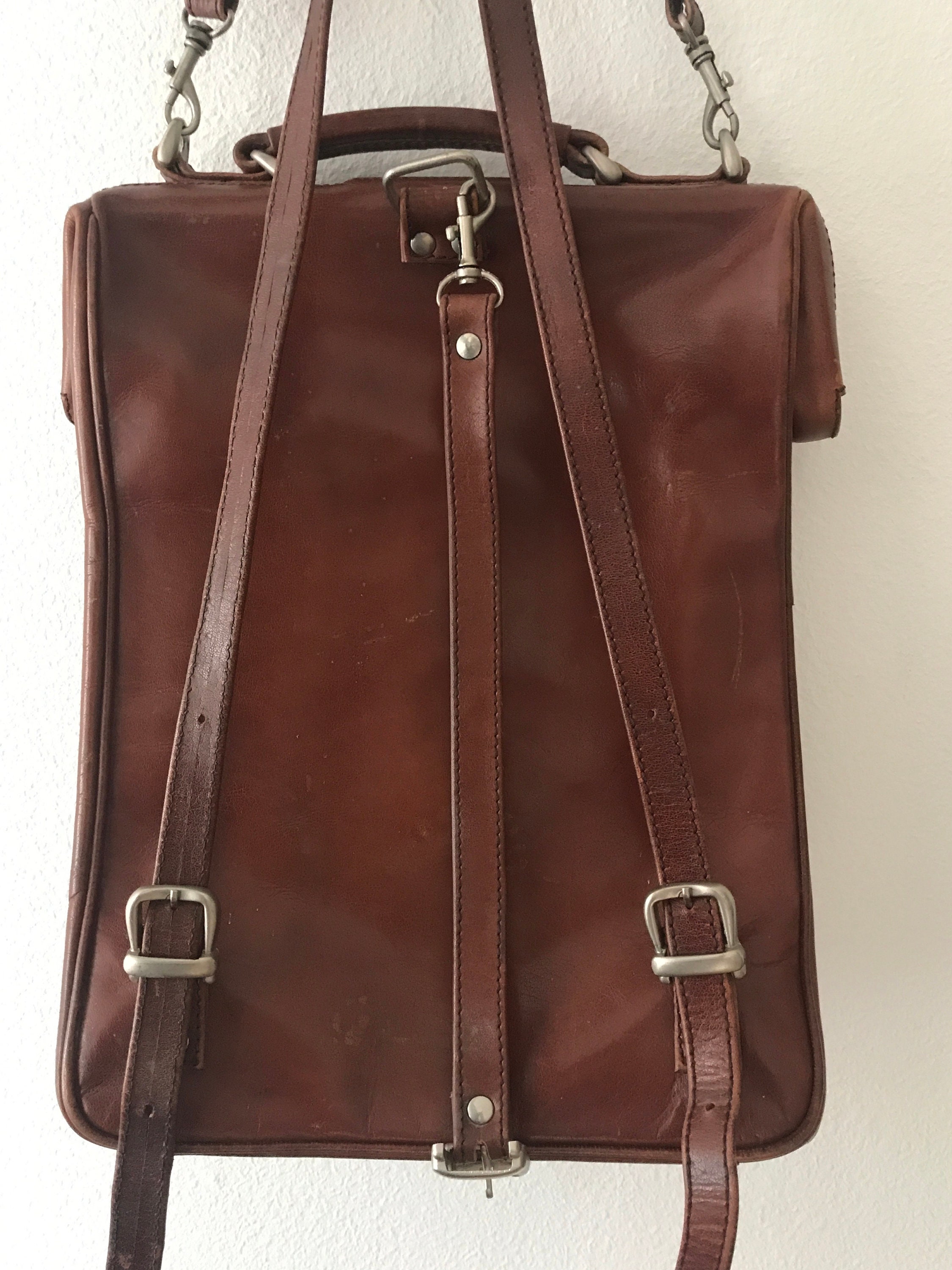 Vintage leather backpack leather bag leather business bag brown