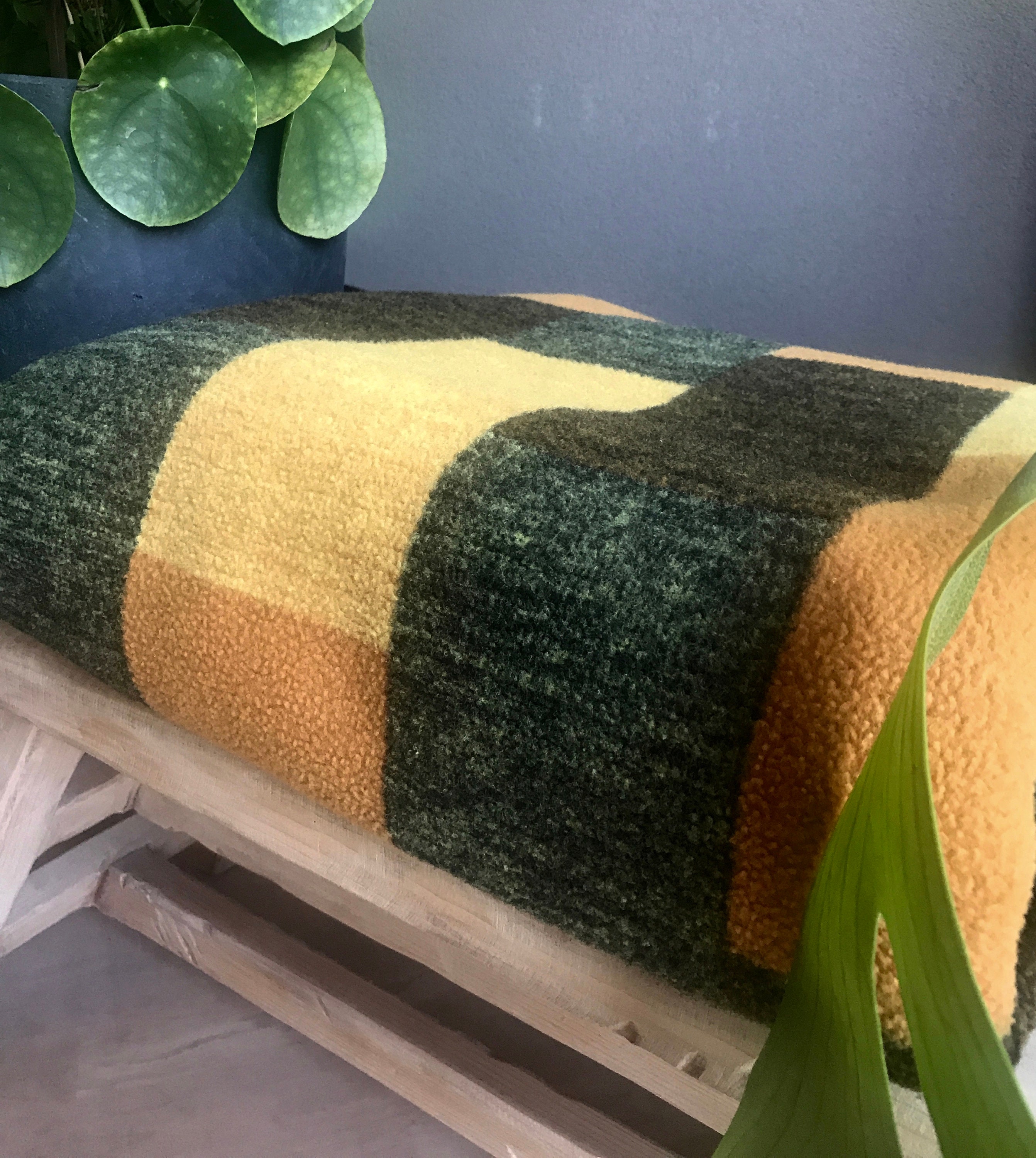 Vintage blanket Dutch fleece blanket yellow orange green