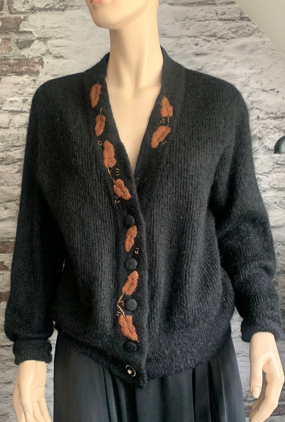 Vintage cardigan | eighties | mohair | wool | polyamide | black | vest | Dolly | Italy | pret à porter | size S