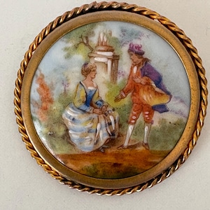Vintage Limoges brooch | Limoges porcelain | hand painted brooch | stamped Limoges | vintage jewelry | French brooch | collectors brooch