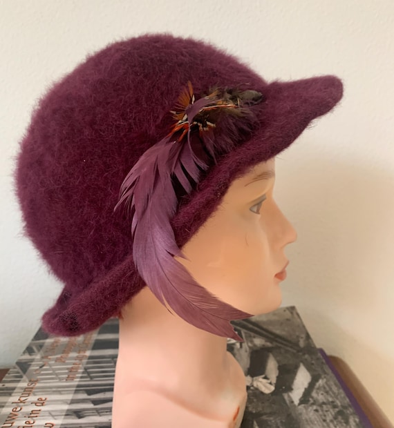 Vintage Angora Wool Hat: 1950s Designer Feather Hat (US  display picture 3