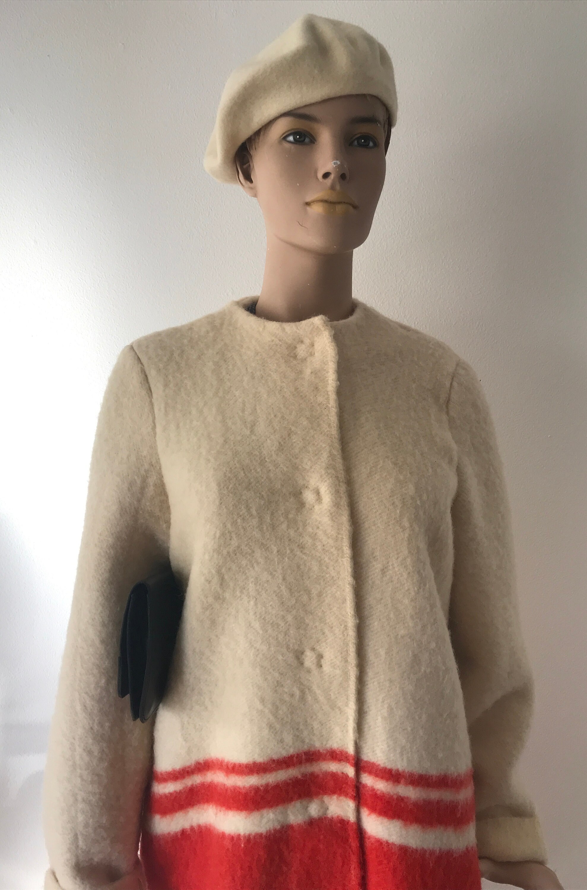 Handmade coat blanket coat jacket blanketcoat wool offwhite