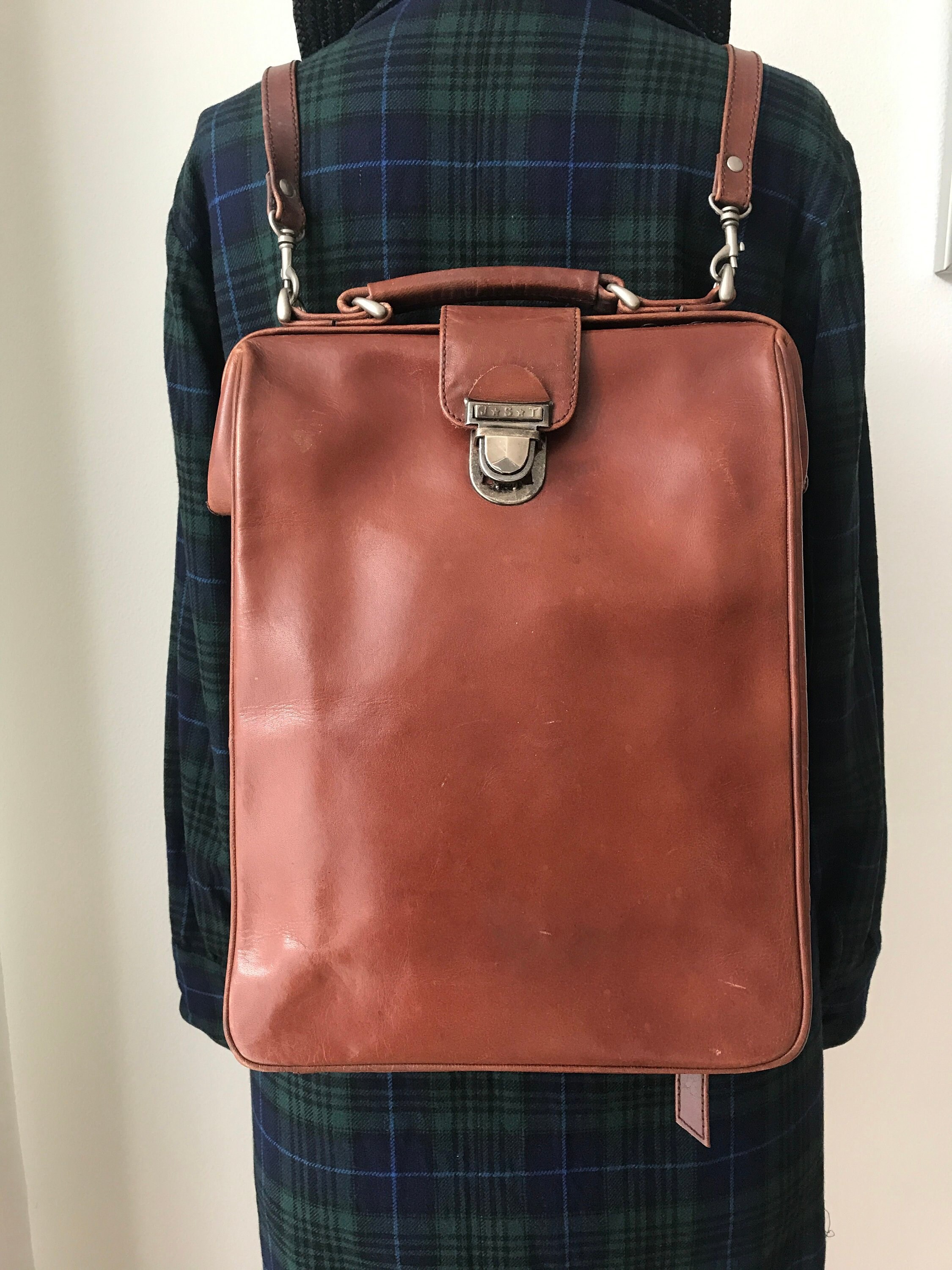 Vintage leather backpack leather bag leather business bag brown