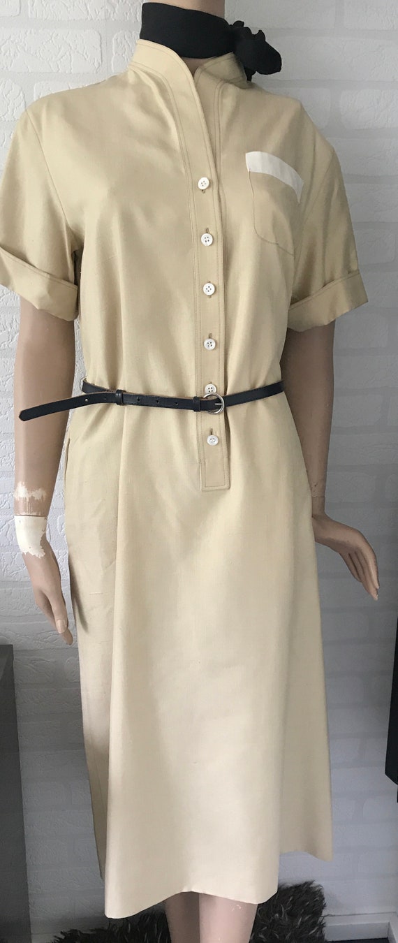 Vintage dress | Felicitas Queisser | silk dress | pastel color | light yellow| eighties | size EUR 40