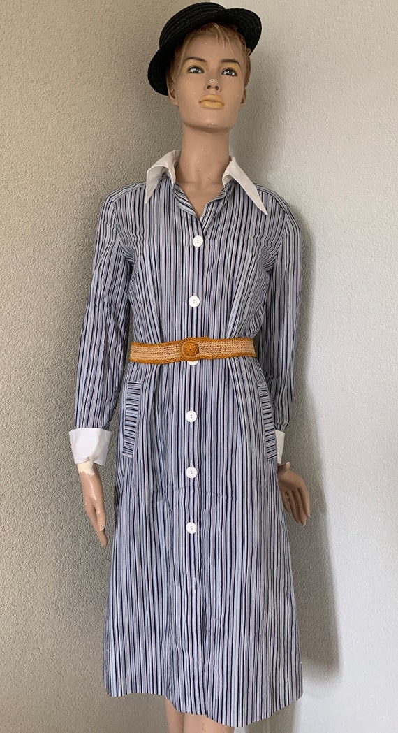 国産品 L'espoir | Dress Shirt Vintage | Shirtdress | Striped ワンピース