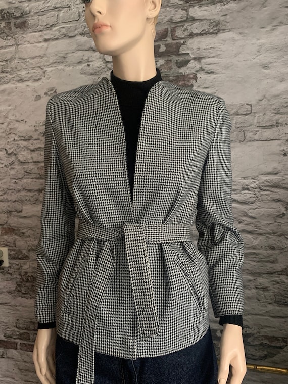 Vintage jacket | pied de poule l houndstooth | black and white | eighties | blazer | coat | size S