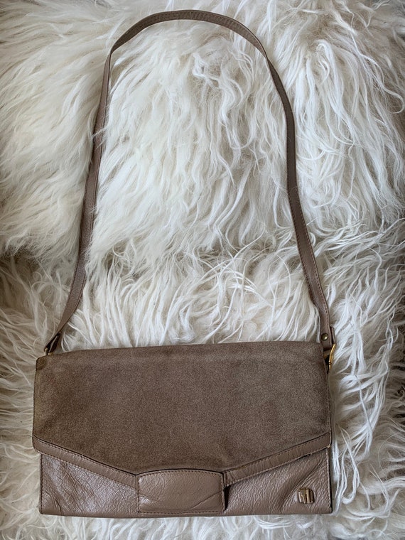 Ted Lapidus  | vintage handbag | khaki | suède wi… - image 1