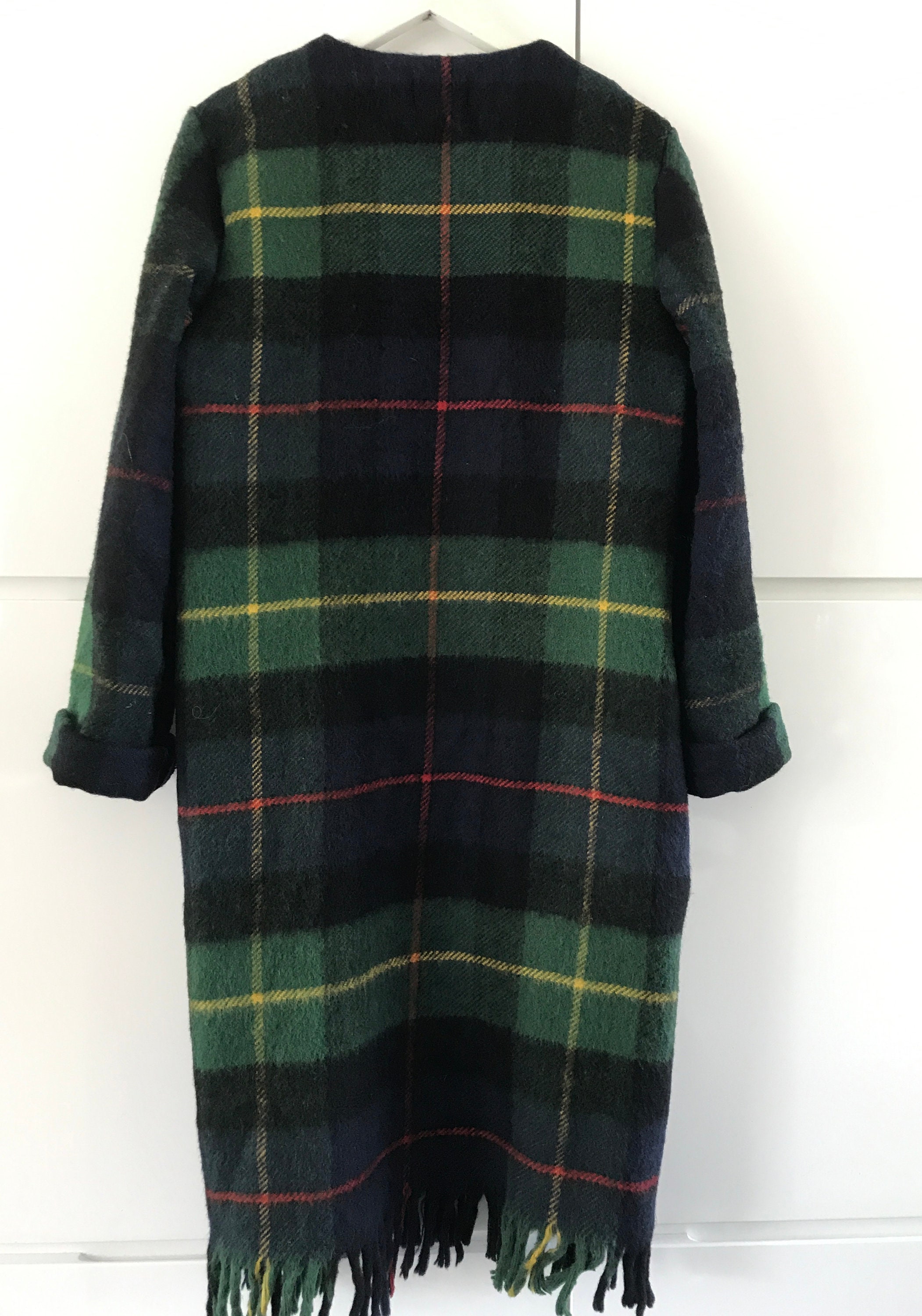 Handmade blanket coat Handmade wool coat Tartan coat Handmade coat made of a vintage
