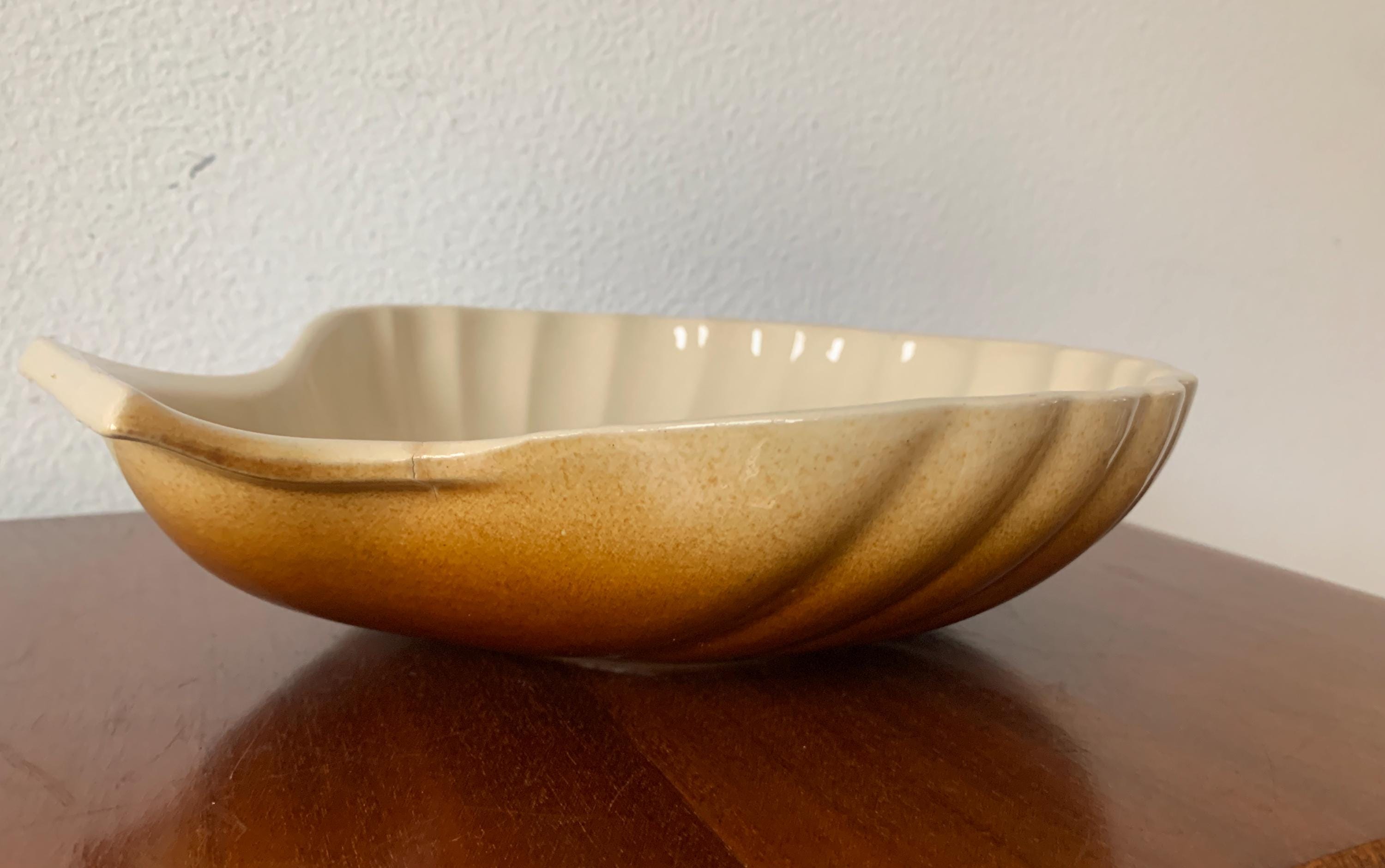 ヴィンテージ シーシェルボウル：大きな茶色の陶磁器 - Etsy 日本