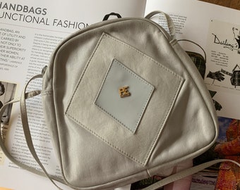 Vintage Gray Leather Crossbody Bag - PE Florence Italian Design