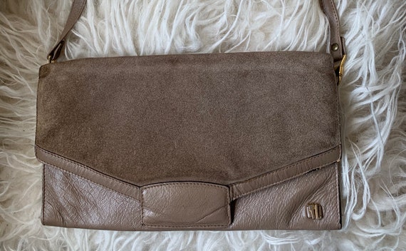 Ted Lapidus  | vintage handbag | khaki | suède wi… - image 2