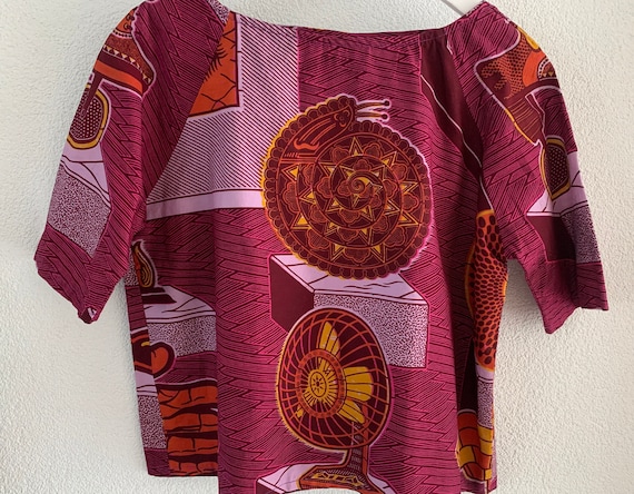 Handmade top | Vlisco fabric | cropped | blouse | cotton | Dutch wax | cotton | purple | pink | size M