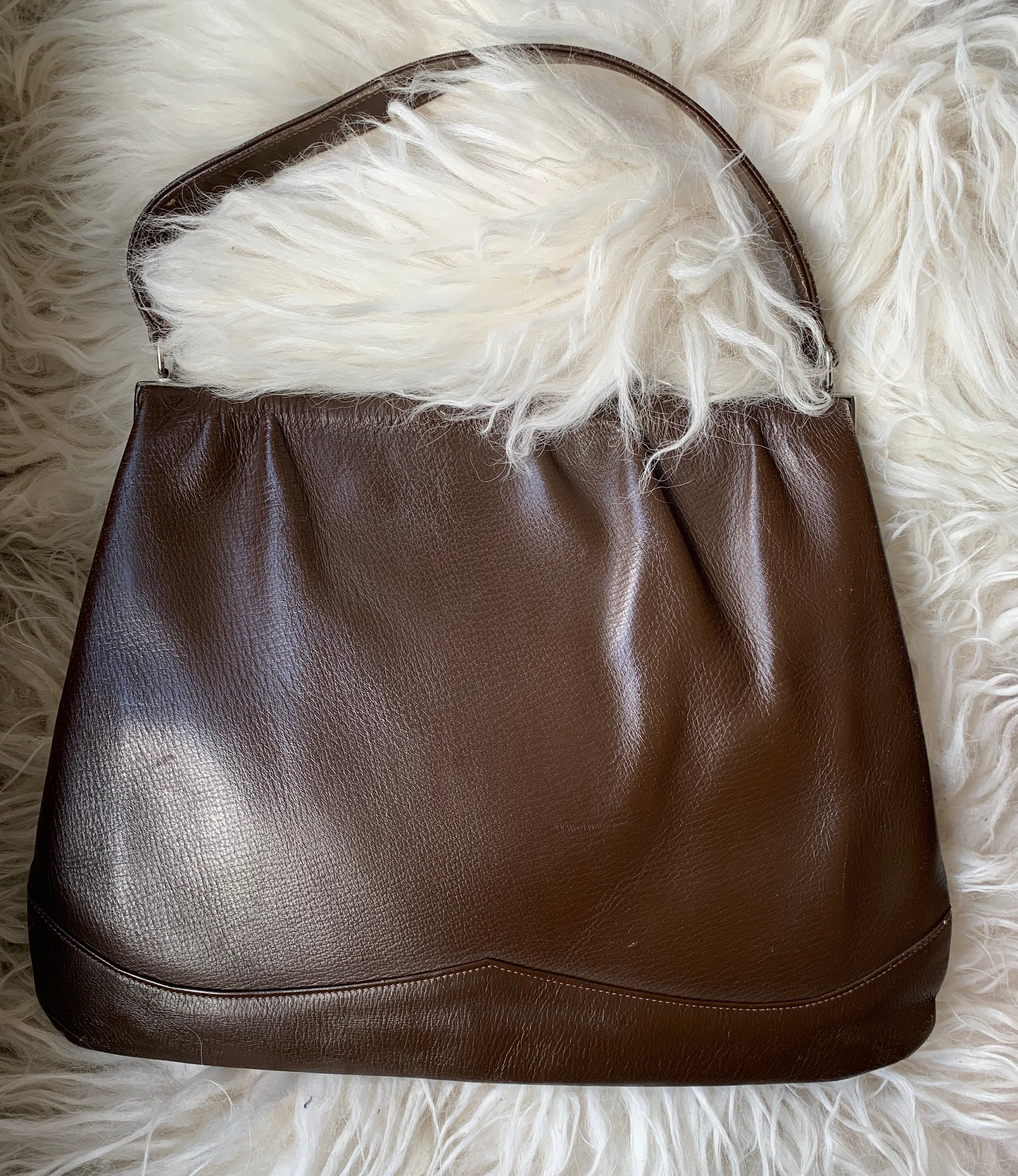 Vintage handbag | brown artificial leather | fifties bag | top handle ...