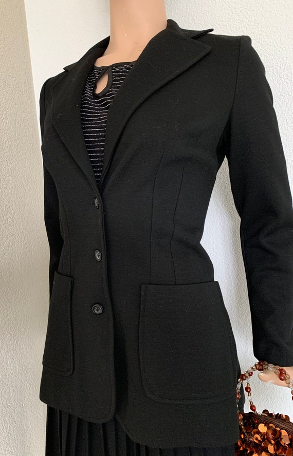 Vintage Wahls colbert | black jacket | blazer | tricot | French | sturdy jersey | Made in Sweden | Acryl fiber | size Medium