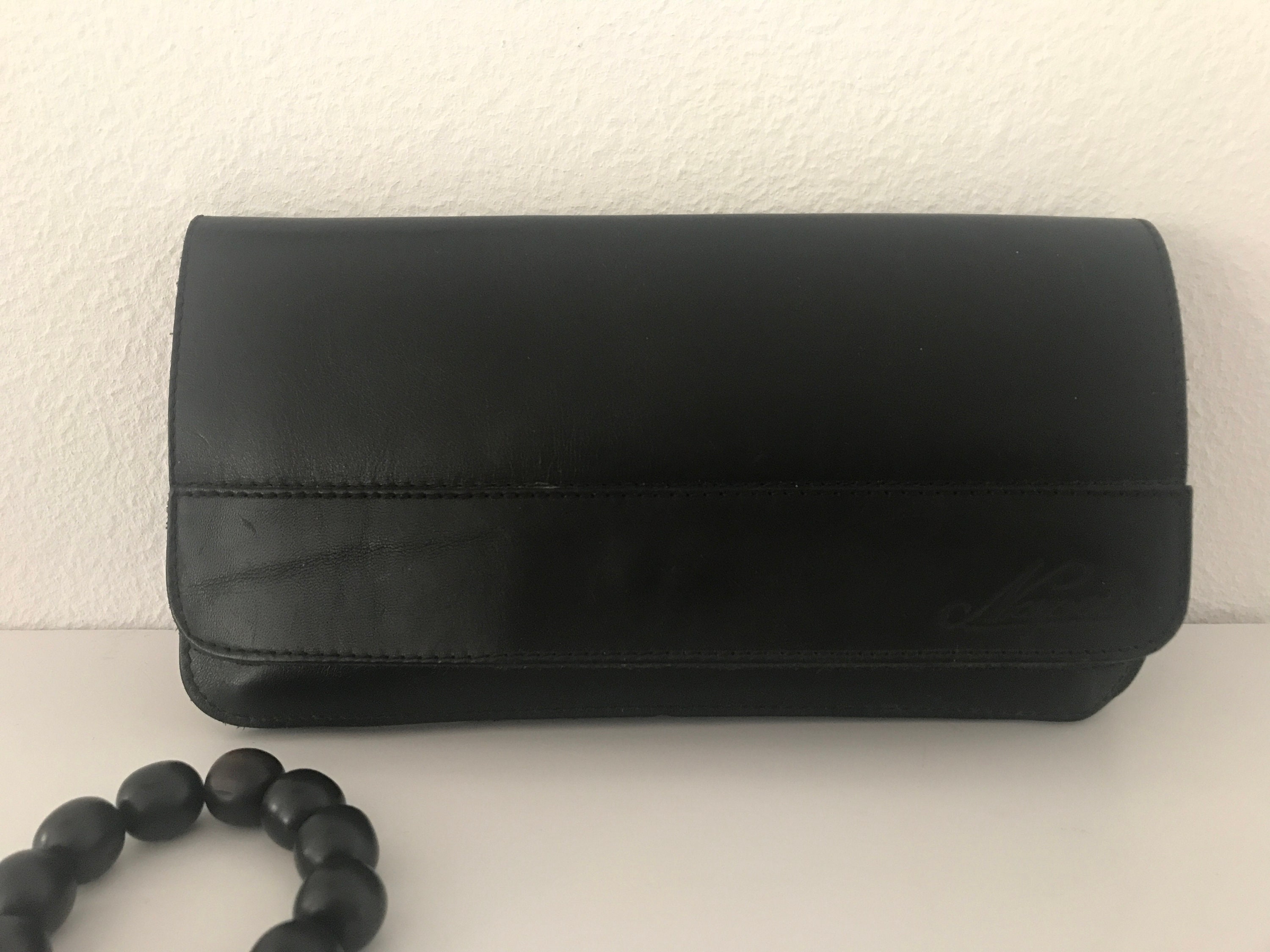 Vintage black clutch leather clutch black clutch Napoli clutch