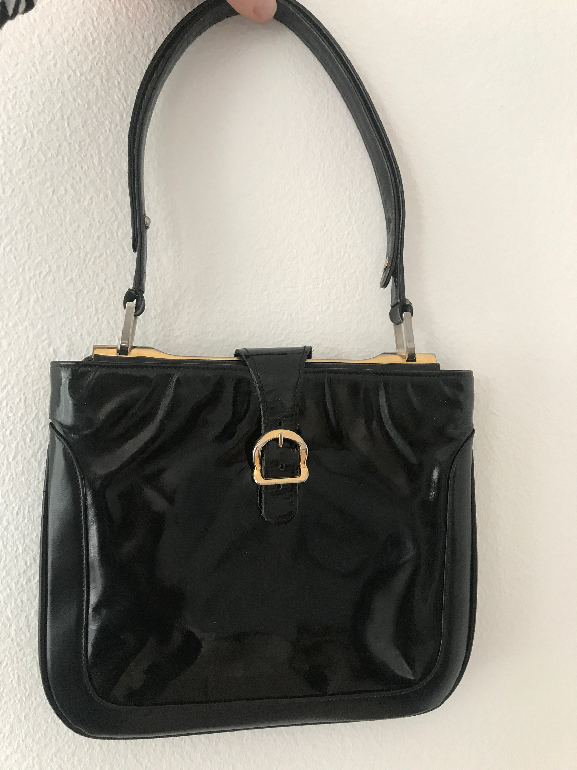 black patent handbags designer