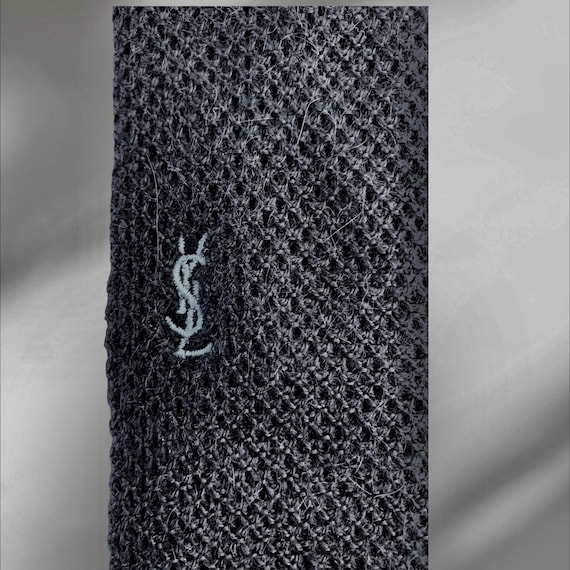 Vintage tie | Yves Saint Laurent | YSL | logo| designer | French designer | cotton | braided | black