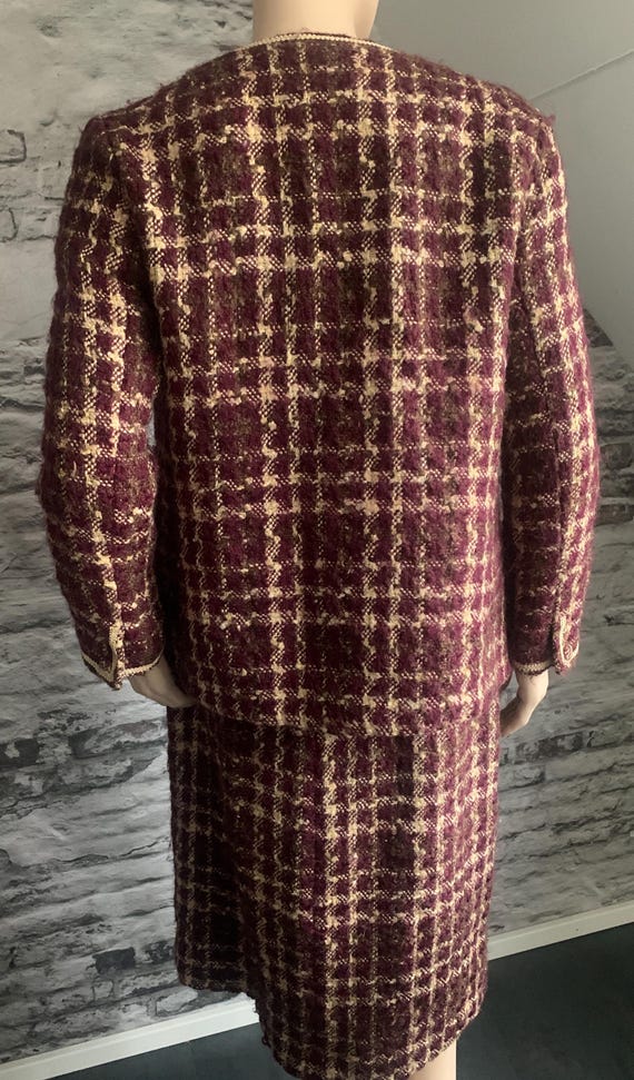 Handmade two piece set | vintage set | Chanel style set | suit | skirt and jacket | eighties |  bordeaux beige | size M View 5