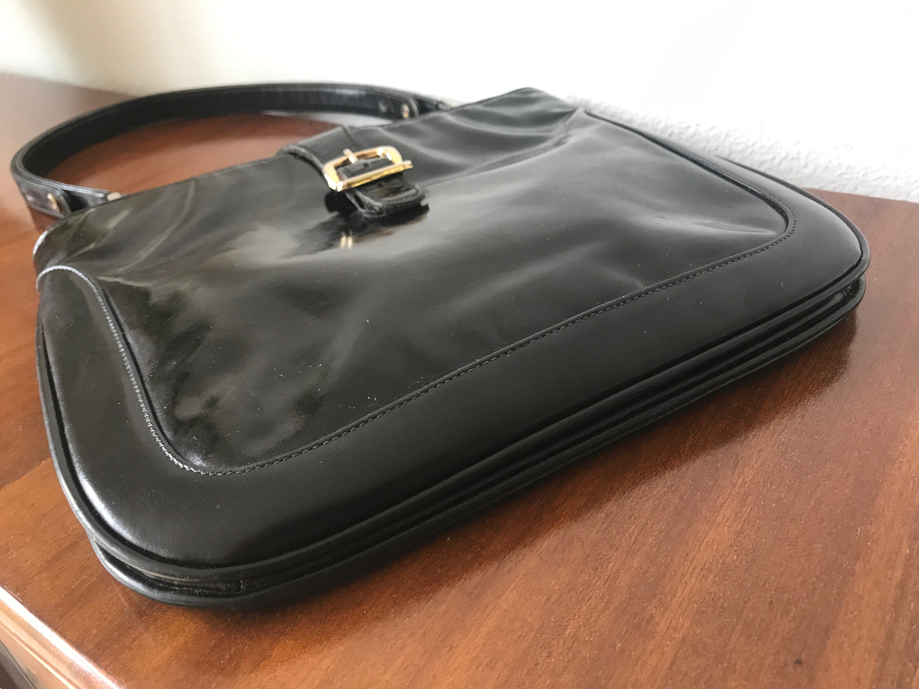 Asprey of London vintage handbag patent leather black stylish bag