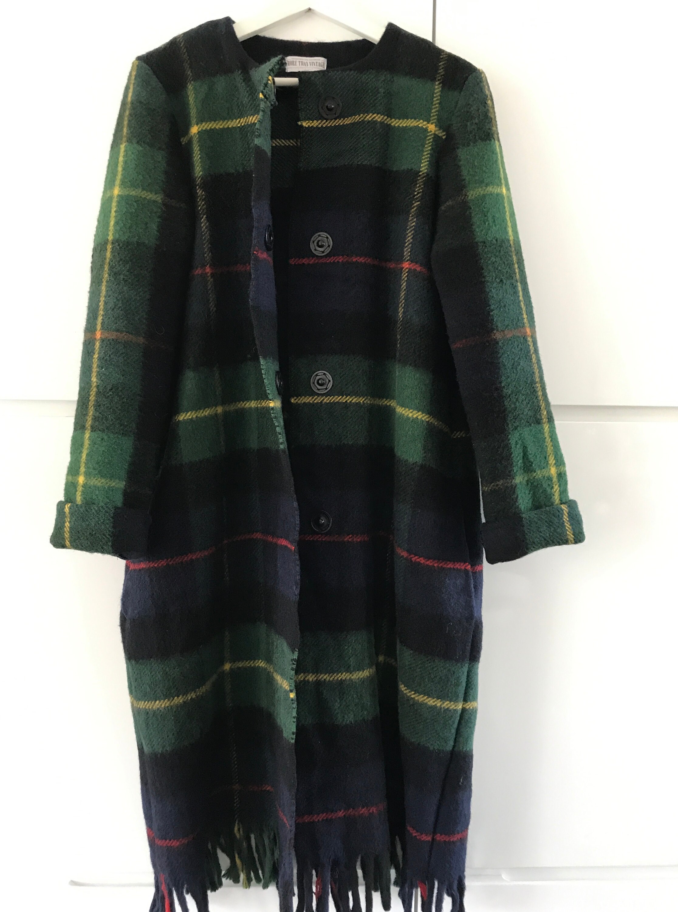 Handmade blanket coat Handmade wool coat Tartan coat Handmade coat made of a vintage